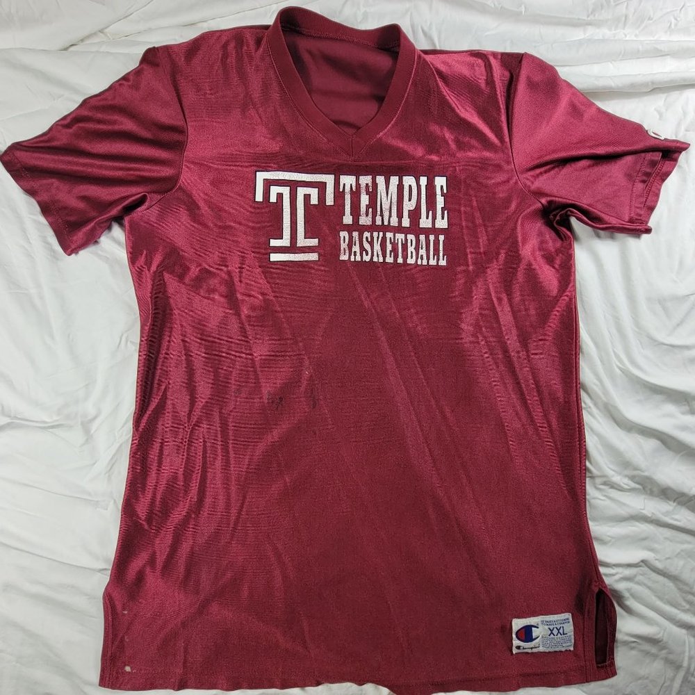 Vintage Champion Temple Owl Basketball Mens 2XL Red Jersey Shirt Sports Casual